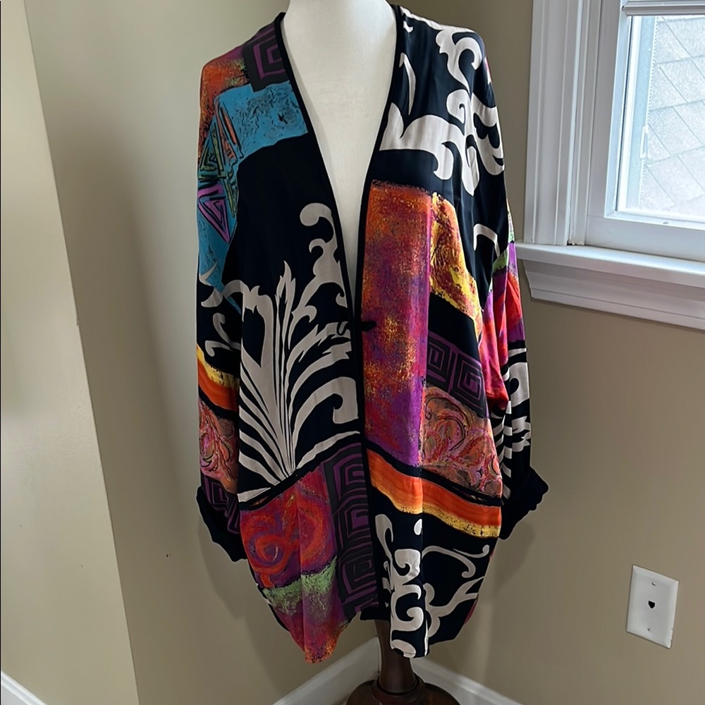 Vintage Dorothy Schoelen PLATINUM Multi Abstract Print Jacket Size S EUC